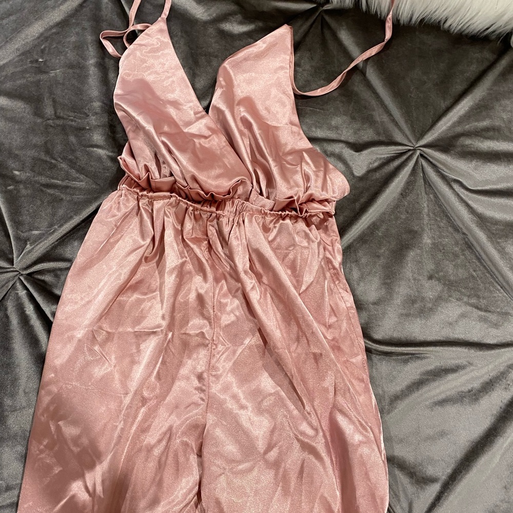 Mauve Pink Satin Jumpsuit